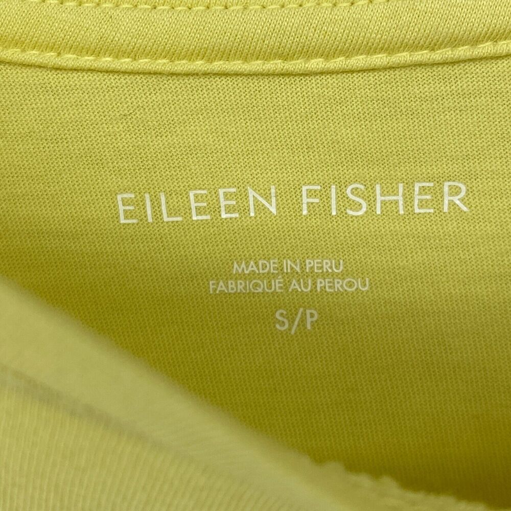 EILEEN FISHER Top S Organic Cotton Jersey Crewneck Short Sleeve Yellow - Picture 7 of 13
